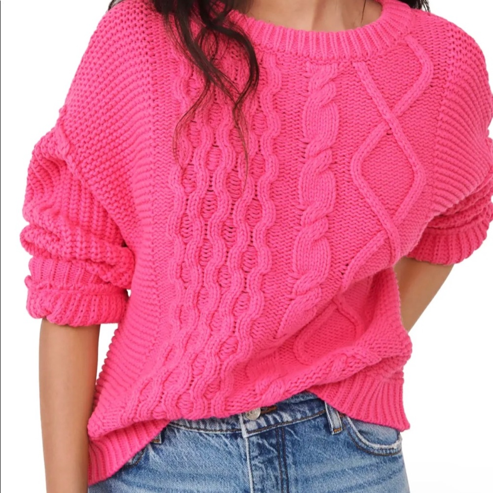 Free people hot pink knit sweater